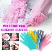 Magic Gloves Cleaning Dishwashing Silicone Scrubber Reusable Kitchen 2Pcs Glove