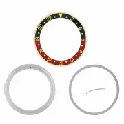 BEZEL + RETAINING +INSERT FOR ROLEX GMT 18K REAL GOLD 16700 16710 BLACK/RED COKE
