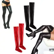 Women's Adult Wet Look Thigh High Stockings Pantyhose Tights Hosiery Clubwear