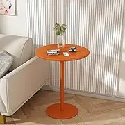 Round Dining Table 50/62/ 72cm Height Modern Pub Table Cocktail Table, High Top Table for Kitchen, Dining Room, Living Room, Easy Assembly, Orange Top and Sturdy Metal Base(40x62cm)