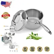 Elegant Non-Stick 3.5 Quart Saucepan with Glass Lid & Cool-Touch Handle