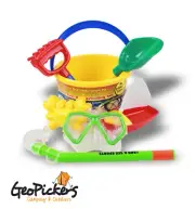 Sandpit Beach Kids Toy & Snorkel Set Bucket Spade Crab Mould Sail Boat PVC Bag