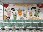 3D Bubble Tea Drink Graffiti Wallpaper Wall Mural Peel and Stick Wallpaper 38