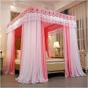 Bed Canopy Double-Layer Mosquito Net, 4-bar Support Bed Canopy, 2m High Dust-Proof Bed Curtain (Color : Style 3, Size : 200x220x200cm)