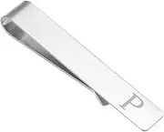 [uxcell] Initial Tie Clip for Men, Stainless Steel Letter P Alphabet Necktie Bar Pinch Clips 26 Letters A-Z with Gift Box for Regular Ties Wedding Father's Day, Silver Tone