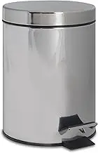 Harbour Housewares 3L Bathroom Bin - Chrome - Round Stainless Steel Pedal Bin Slim Kitchen Rubbish Trash Can Garbage Dustbin with Lid and Inner Liner Bucket