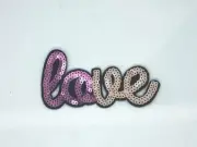 Love purple and pink sequin Patch 3.8X2 inches
