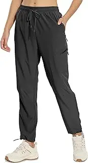 [MOURCE] Womens Hiking Pants Lightweight Quick Dry Elastic Waist Cargo Joggers with 4 Deep Zipper Pocket