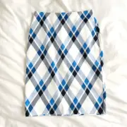 Ann Taylor Pencil Skirt Women's Size 2 Multicolor Plaid Zipper Linen Blend