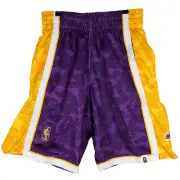 BAPE LA Lakers Mitchell & Ness NBA S Small Jersey Shorts Purple Yellow NWT