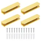 4Pcs Glass Shelf Brackets, Solid Brass Bracket for 0.31"-0.39" Glass, Gold