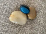 3 Zen Crystal Pebbles Rocks Tumbled Quartz Natural Polished Agate Blue Tan Sand