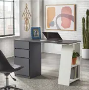 Desk Writing Computer Office Table Home Study Laptop Workstation Shelves Drawers