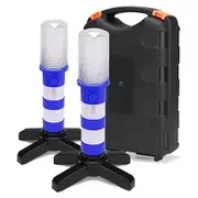 2Pcs Emergency Roadside Flares Kit, LED Safety Strobe Road Flares Warning Light Super Bright for Car, Blue