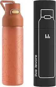 live levore 750ml Leak Proof Water Bottle with Flip Top Lid, BPA-Free USA Tritan Fitness Gym Sports Bottle, Dishwasher Safe for Office, Outdoor & Travel Use (Ocher, 1 pack)