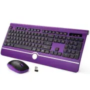 Wireless Keyboard and , Purple Keyboard and with Wrist Rest, 2.4G Silent Cord...