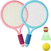 Parliky 1Set Parent Outdoor Tennis Set Badminton Rackets with Balls for Family Fun and Physical Development Activities