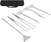 Aquarium Tools Kit Stainless Steel Scissor Tweezer Spatula Set 6 in1 for Fish Tank Aquarium Maintenance