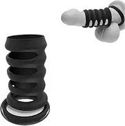 Silicone Penis Sleeve Penis Ring, Sex Toy Penis Ring Sleeve Cock Ring Penis Sleeve Reusable Penis Sleeve for Adult Men Sex Toys Black Tighten Design