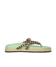 stripe-strap flip-flop sandals 37 Green