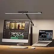 Honeywell HJ1 LED Desk Lamp with Clip - Black Aluminium, 1200LM, 4 Color Modes, Stepless Dimmable, Eye Protection