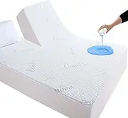 GOONIK Split Top King Mattress Protector for Adjustable Bed, Breathable Bamboo Viscose Waterproof Split Top King Mattress Pad Cover with 6-18 inches Deep Pocket, 32 inches Split from Head