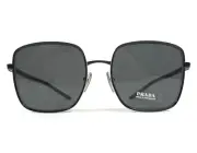 Prada Sunglasses SPR55Y 1AB-5S0 Black White Square Frames with Dark Gray Lenses