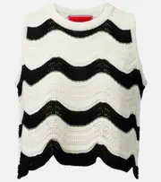 [La DoubleJ] La DoubleJ Chevron cotton crochet crop top UK 16 white