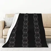Black Cat Flannel Blanket 50x70in (Vertical Type) Light and Warm All Season Blanket Super Soft and Comfortable