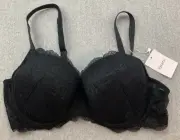 Rakadai Black Push Up Bra Women Size 40D Lace Padded Back Closure Underwire Sexy