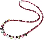 [LiZiFang] Natural Garnet Tourmaline Quartz Crystal Beads Woman Necklace 4mm, Crystal, natural garnet tourmaline gemstone