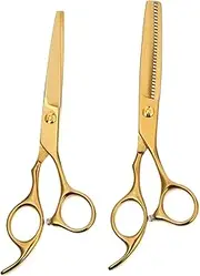 HAKIDZEL 2 Pcs Professional Hairdressing Scissors Set Haircut Thinning Scissors for Barbers Amateurs Ergonomic Design for Comfortable Use Hair Cutting Supplies
