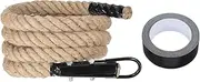 sourcing map Battle Rope Jute Heavy Fitness Training Gym Climbing Rope with Metal Hook Exercise Workout for Strength