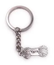 Yarn Wool Sewing, Knitting Key Ring Pendant Silver Made of Metal
