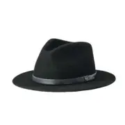 Brixton "Messer" Fedora SU22 Hat (Black/Black) Wide Brim Wool Felt Cap
