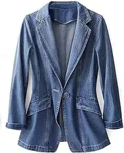 [Bciopll] 2023 Spring Autumn Women Vintage Suit Jeans Jacket Casual Loose Short Denim Cowboy Coat