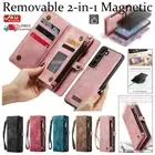 For Samsung S25 S24 S23 FE S22 S21+ Removable Magnet Leather Cover Wallet Case
