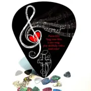 GIANT / Huge Guitar Pick Wall Art Music Room - Christian Psalm 33:3 - Man cave