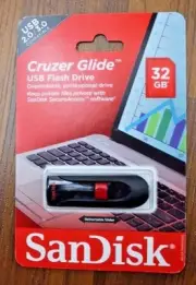 NEW SanDisk USB 2.0/3.0 Flash Drive Cruzer Glide 32 GB