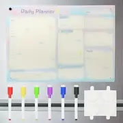 uxcell Acrylic Magnetic Calendar for Fridge, 12"x8" Calendar Planning Board Daily Planner with Highlight Markers for Fridge Menu To-Do List, Light Purple