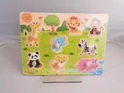 LeQi Wooden Peg Puzzle Wild Animals - NEW