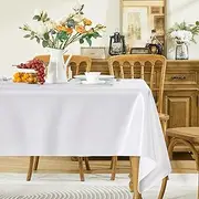 Fantastshop Satin Rectangle Tablecloth - Stain Resistant Wrinkle Free Soft Silk Table Cloth - Bright Smooth Table Cover Table Decoration for Wedding Banquet Party, White, 147cm x 305cm.