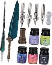 PLAFOPE Unique Vintage Pen Glass Dip Pen Kit Crystal Signature Set Fashion Writing Instruments
