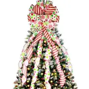 Christmas Tree Topper Large Green Christmas Bow Tree Topper Candy Stripe Red ...