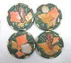 Seashell Mosaic Coasters, Mosaic Art Handmade Ceramic Tile Trivets set of 4