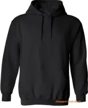 1 x Hoodie Jumper Hood Sweatshirt Adult Plain Black Kangaroo Pocket WinterWarm