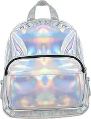 [TINEASUR] Holographic School Backpack Girl Purses Women Bqckpack Bookbag Purse Handbag Small Backpack Purse Mini Belted Bag Women Sling Bag Sac Backpack for Women Holographic Backpack Grey