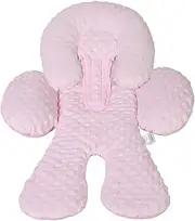 Pro Goleem Infant Car Seat Head Neck Body Support, Ultra-Soft Minky and Microfiber Newborn Car Seat Insert, Perfect for Car Seat, Stroller, 2-in-1 Reversible, Girls, Pink