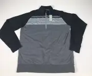 NWT Travis Mathew Men’s Willie Quarter Zip Pullover Jacket Sweater M Black/Gray