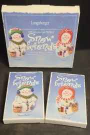 Longaberger 1999 Pottery Snow Friends Cookie Mold Snowmen (2) Christmas VTG